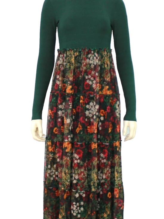 Desigual Dresses & Skirts - Desigual Green Floral Tiered Maxi Dress